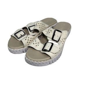 Ilse Jacobsen Cream Double Buckle Leather Sandal 39/ 8.5 US